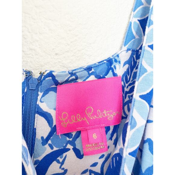 Lilly Pulitzer Serena V-Neck Maxi Dress Blue Tang Flocking Fabulous Size 6 - Picture 5 of 14